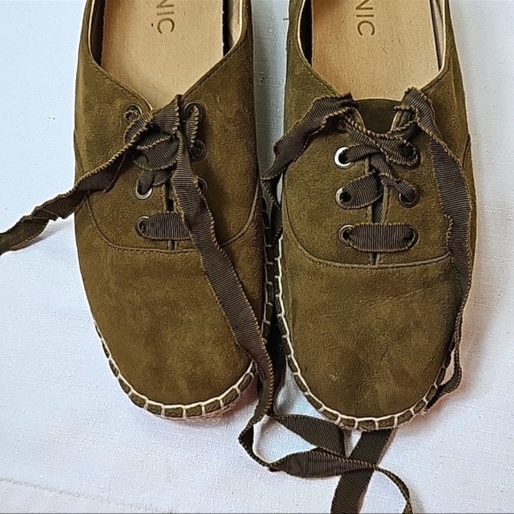 Vionic Suede Lace-Up Espadrilles Sandy Olive - Picture 12 of 12
